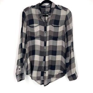 Lucky Brand Women's Plaid Long Sleeve Button-Down Shirt Multi-Color Size Medium